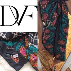 DVF 100% large square silk multicoloured scarf/wrap